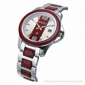 High Quality and Grade Stainless Steel, Automatic Wrist Watch with Natural Wood Element